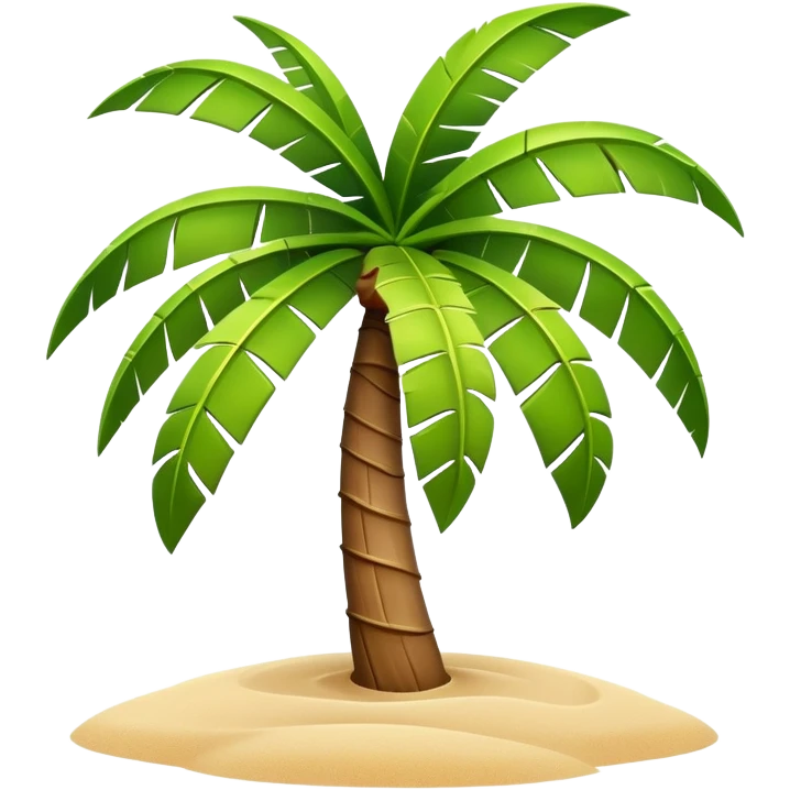 generate realistic detailed palm tree in 3d style with sand  emoji