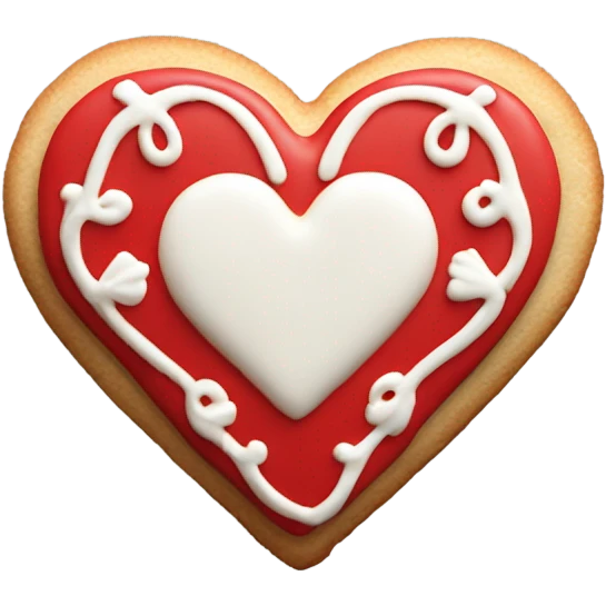Red cookie heart with love emoji