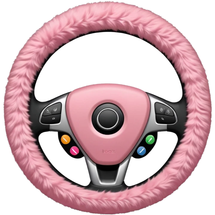 steering wheel with fluffy pink cover emoji