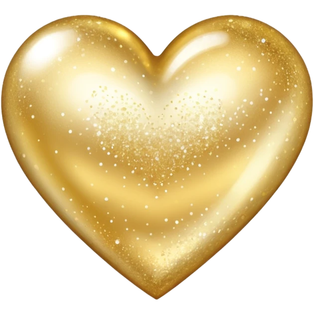 Change the glittery silver color heart with a subtle gradient and no border to a glittery gold color heart with a subtle gradient and no border. Keep the background transparent. Maintain the style and subtle gradient effect of the original heart. emoji