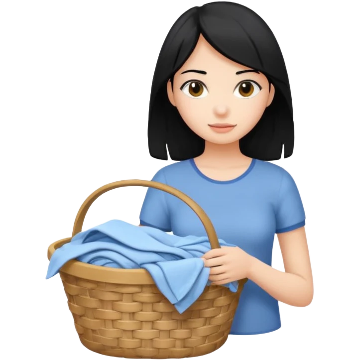 Girl with black hair with laundry’s  emoji