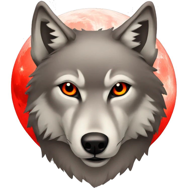 wolf with red moon behind  emoji