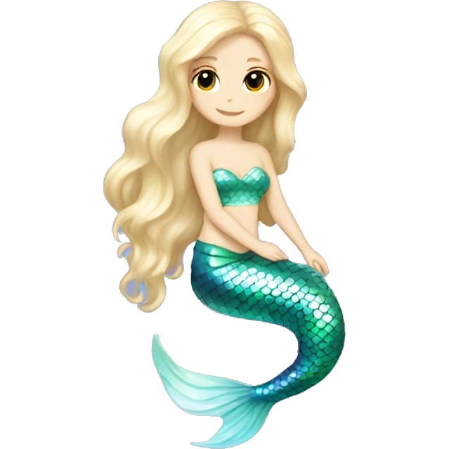 Iridescent mermaid white girl with iridescent tail emoji