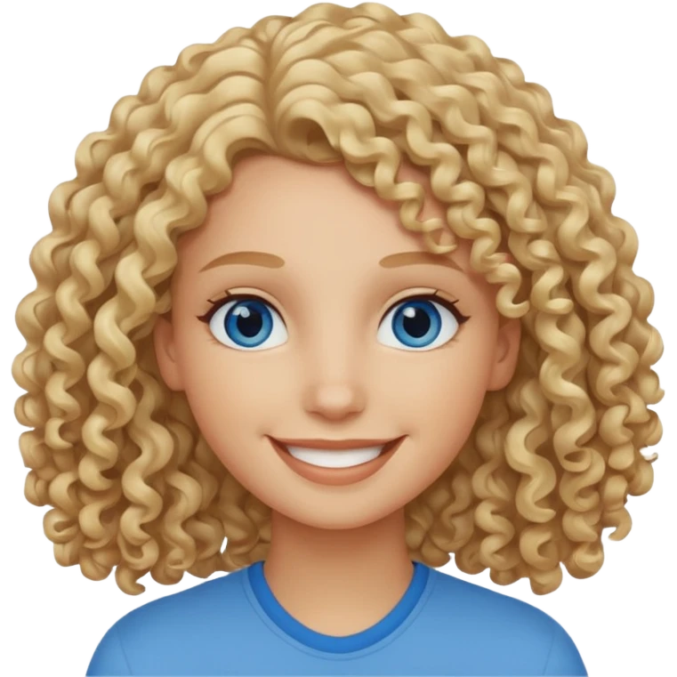 Curly blond blue eyes. Long hair cool beige blond emoji