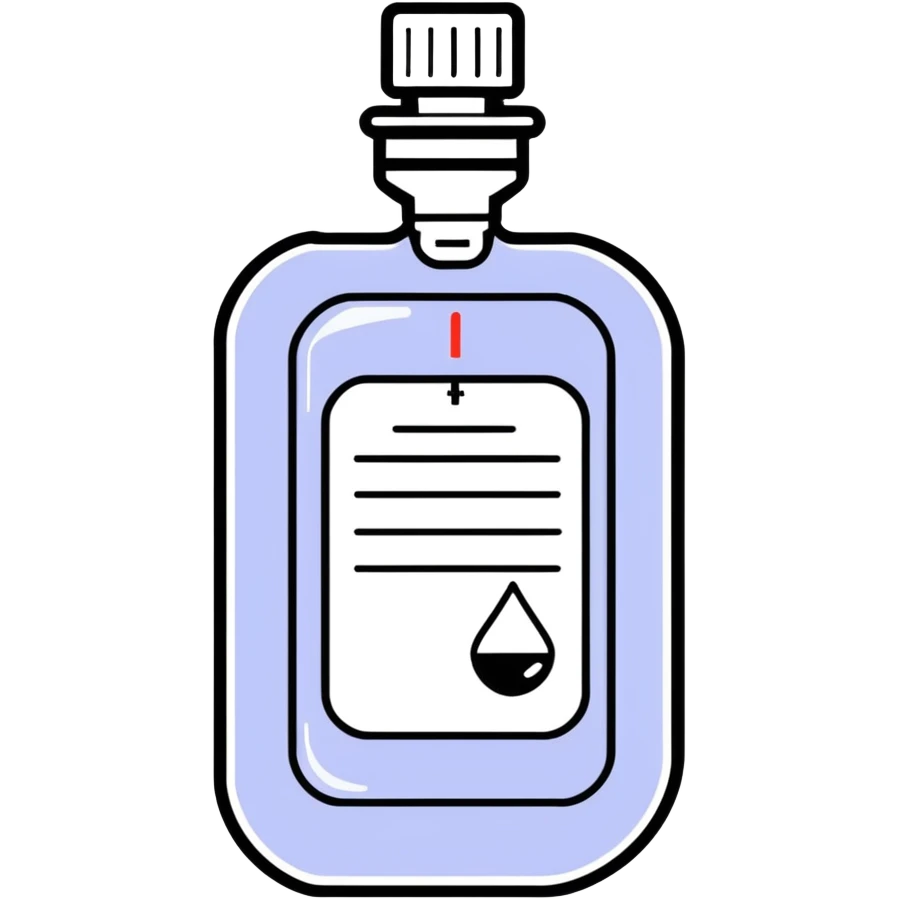 Hospital Intravenous fluid bag filled with 500ml, pharmacy label emoji