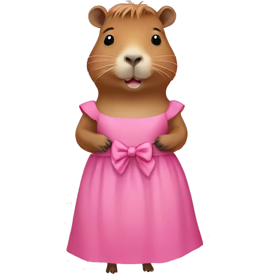 Capybara in a pink dress with hair bow emoji