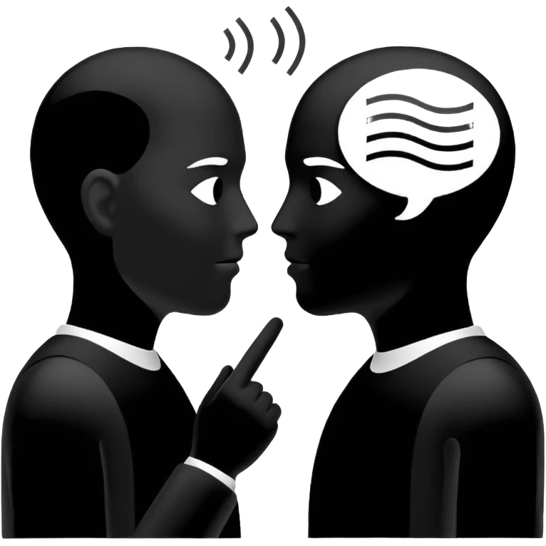 two silhouettes with intersecting speech lines emoji