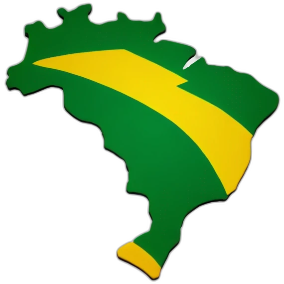map viewed from top with brazilian colors emoji