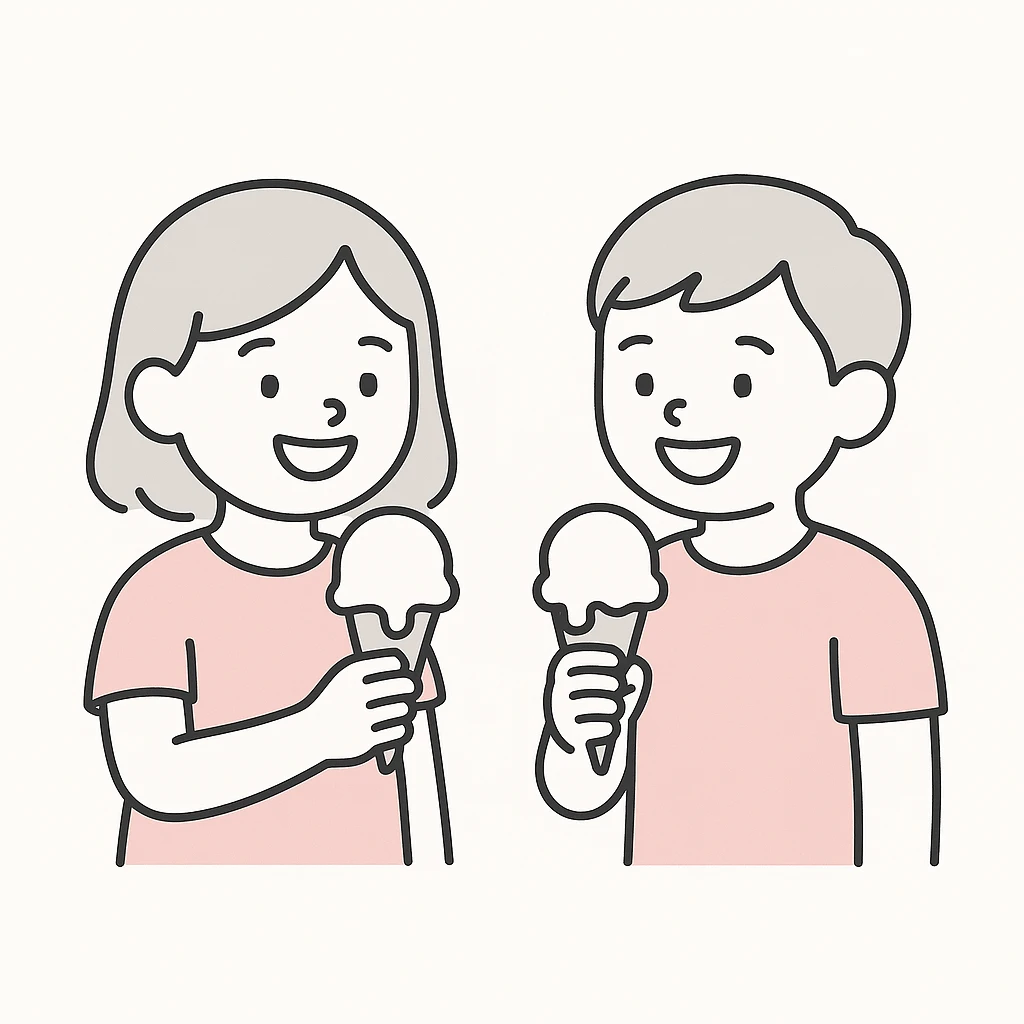 happy children with melting ice cream cones emoji