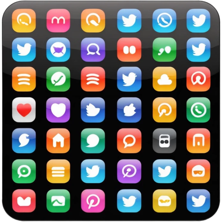 A simple black screen displaying app icons in grid emoji