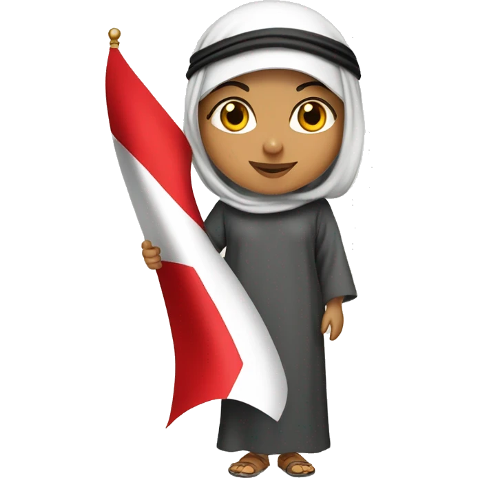 arabian women old bahraini hold Bahrain flag emoji