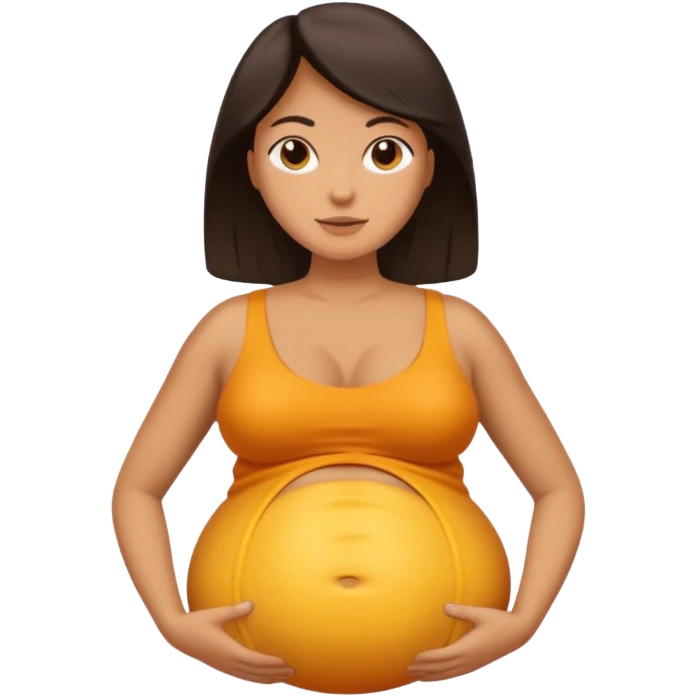 tan woman with inflated oiled belly emoji