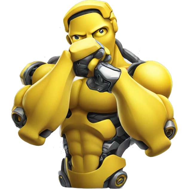 Yellow mechanical cyborg bicep that’s flexing emoji
