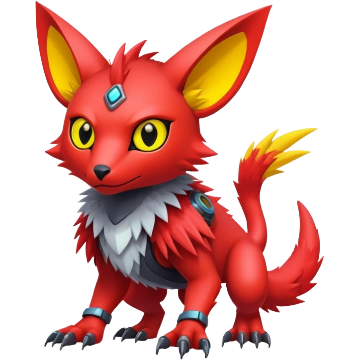  exotic futuristic warm-colored modern cyber-Fakémon-Digimon-Trico-creature emoji