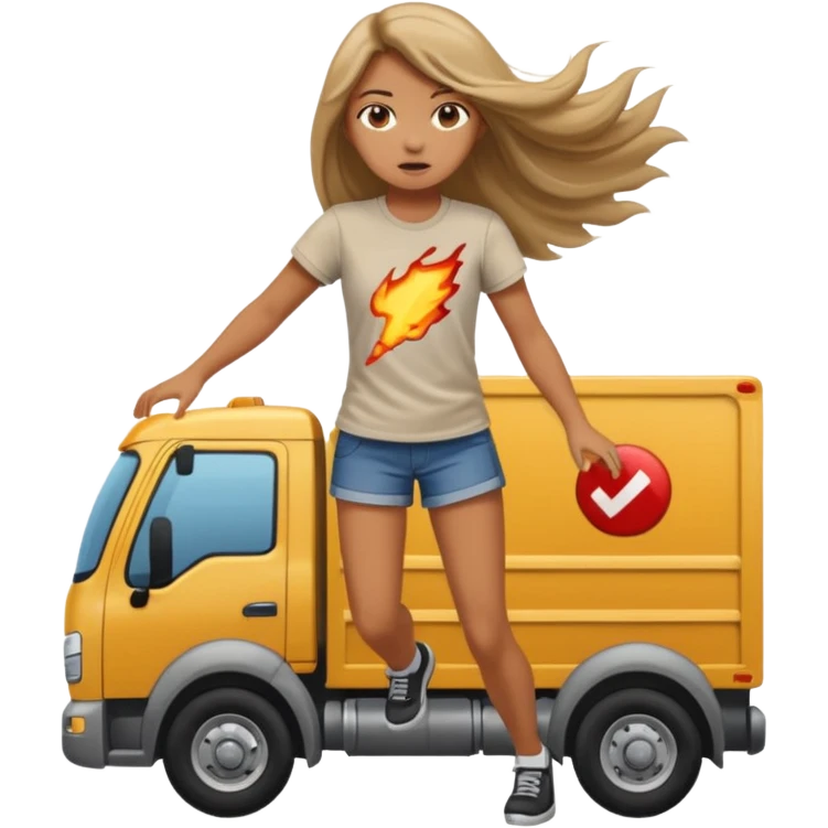 A truck hitting a girl and about to falling emoji