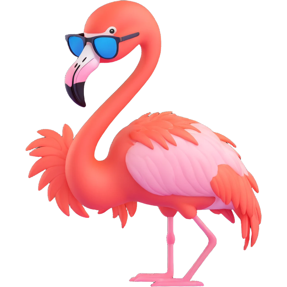 flamingo with sunglasses emoji