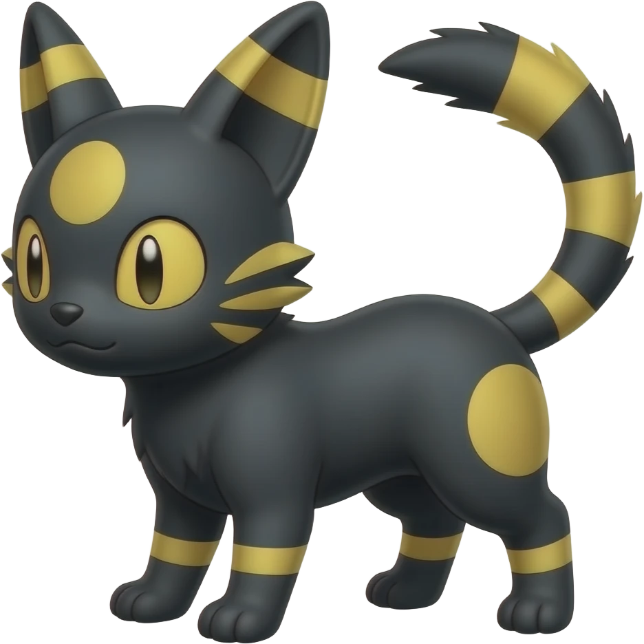Umbreon-Furret-Absol-Vernid-Litten-fusion-hybrid-animal-creature with tufted ears, tufted tail emoji