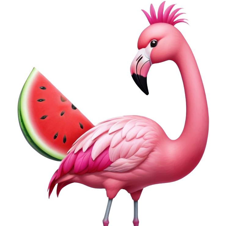 Flamingo eating watermelon  emoji