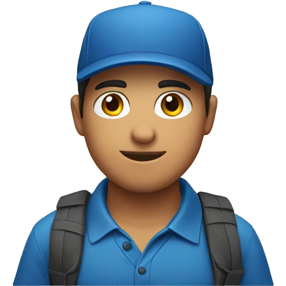 Can you come up with a male he is a young but handsome Mexican that  is wearing a blue polo with cap he holding a clip board  emoji