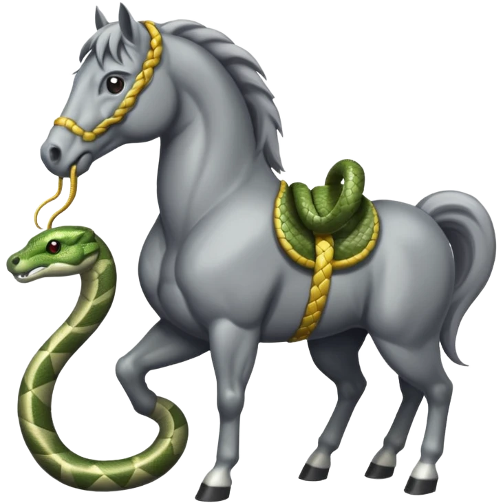 I need a grey horse (or a white one) with a snake emoji