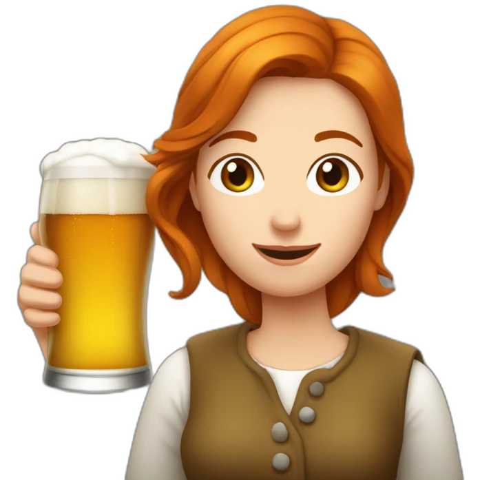 Une femme rousse qui boit de la bière emoji