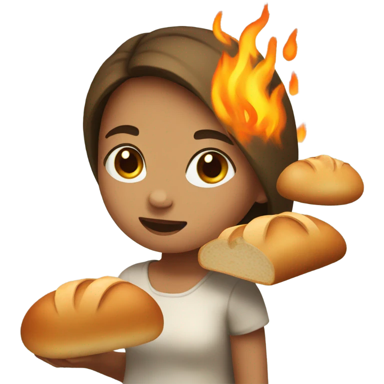 Girl with bread on fire  emoji