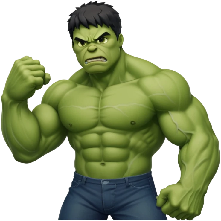 Create the Hulk flexing his arm muscles in anger emoji