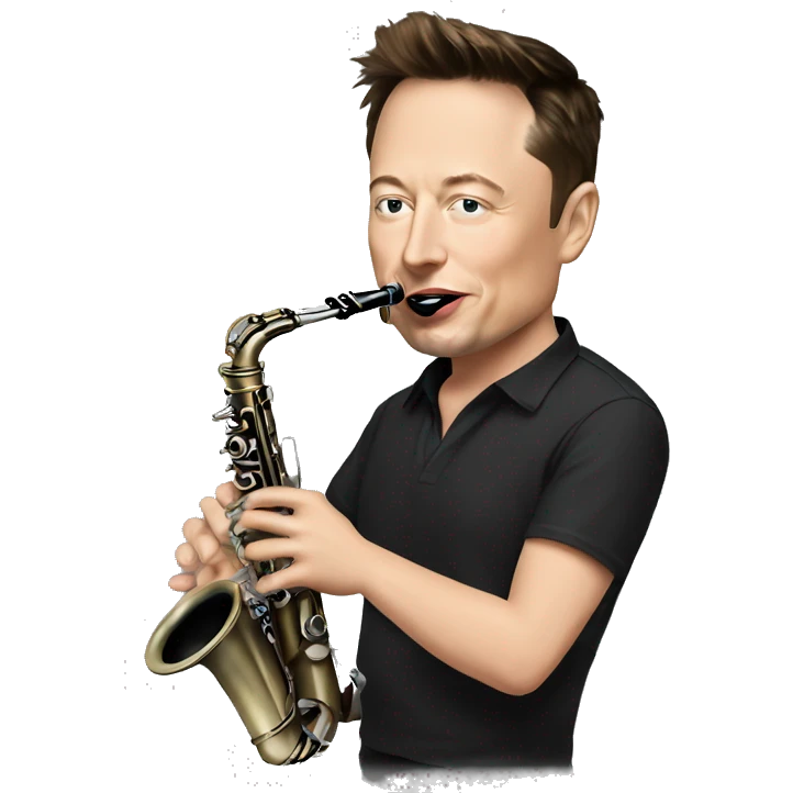 Elon musk shredding a clarinet emoji