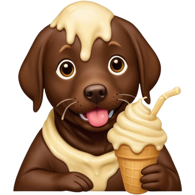 Chocolate lab eating gelato emoji
