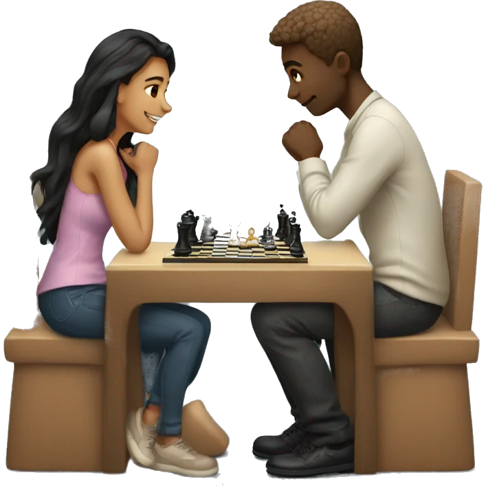 Cute couple playing chess emoji