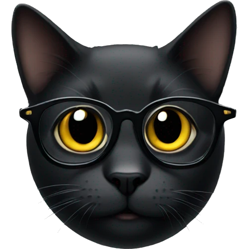 Black cat with glasses  emoji