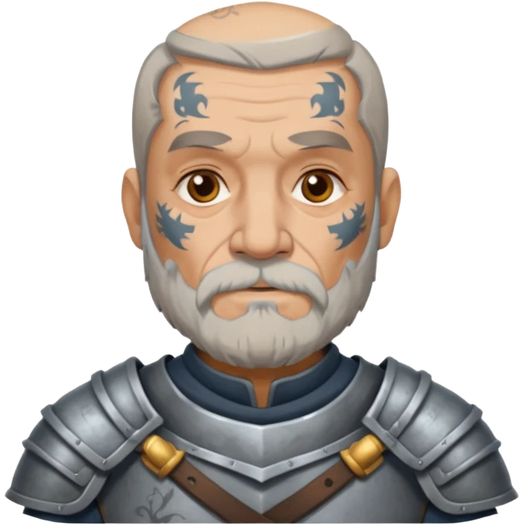 elderly tattooed knight, tattooed shoulder emoji