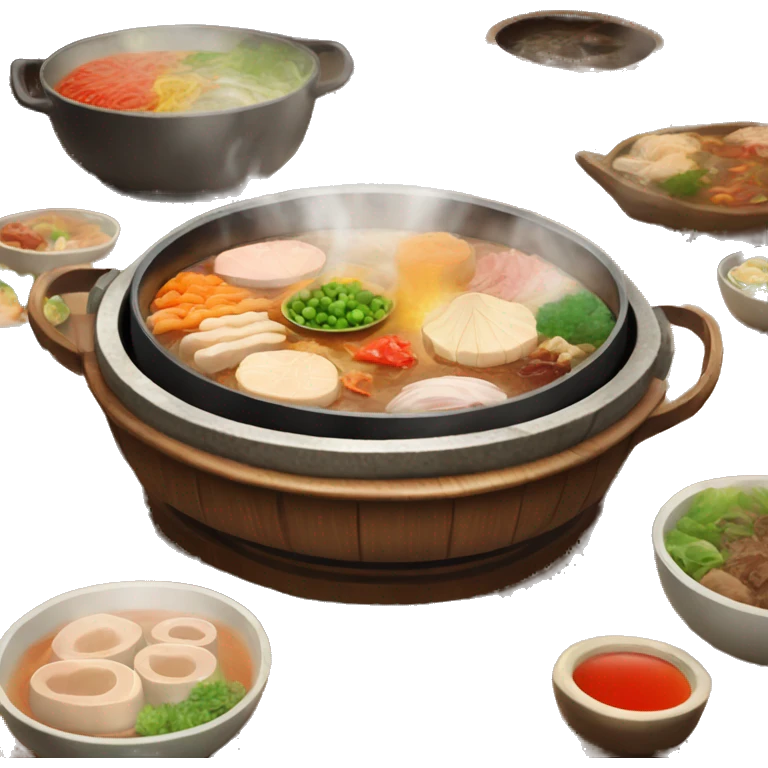 Hotpot inside of the table (very Chinese style) emoji