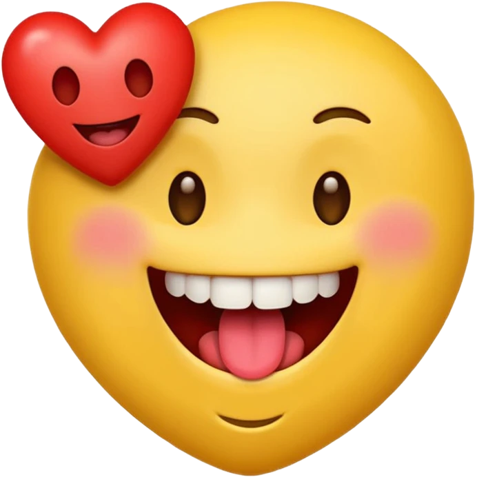 yellow emoji face holding a heart and hes so happy with so happy with teeth and tongue emoji