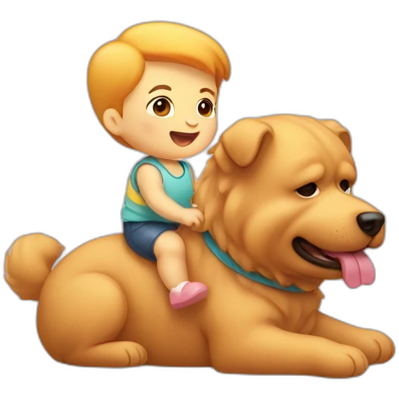 baby human infant riding chow chow dog emoji