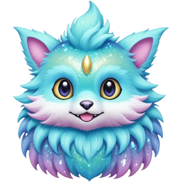 Pastel furry realistic nebula glittery Randomly-colored sparkly exotic Fakémon-creature emoji