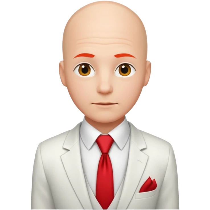 bald with red necktie, white suit emoji
