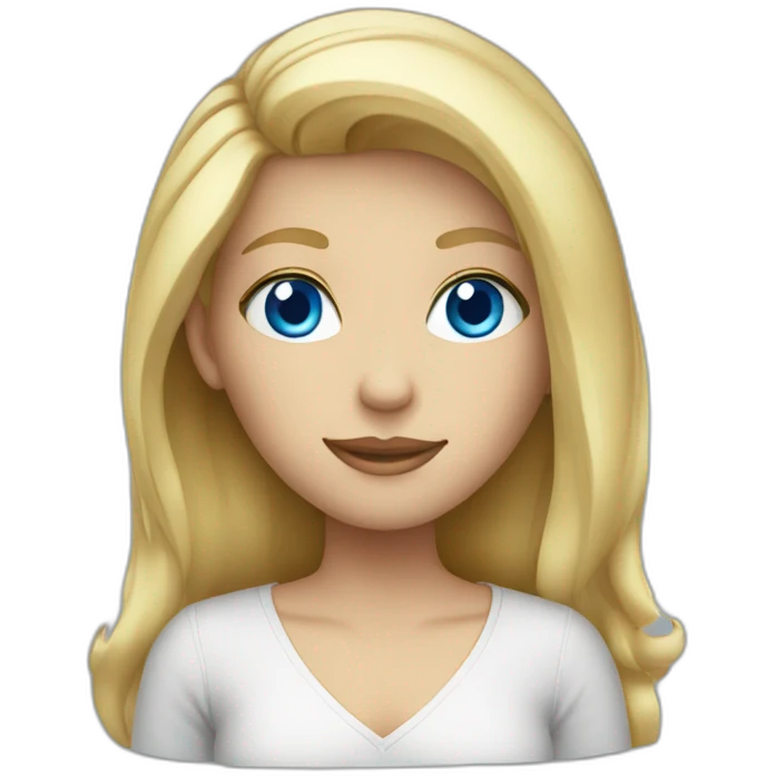 Blonde laptop girl with blue eyes emoji