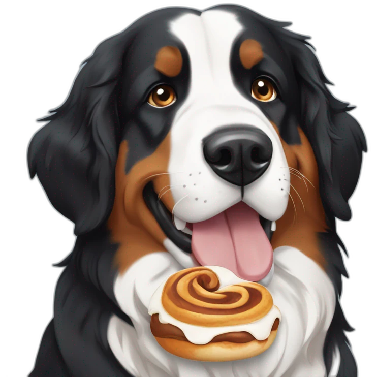 bernese mountain dog eating cinnamon roll emoji