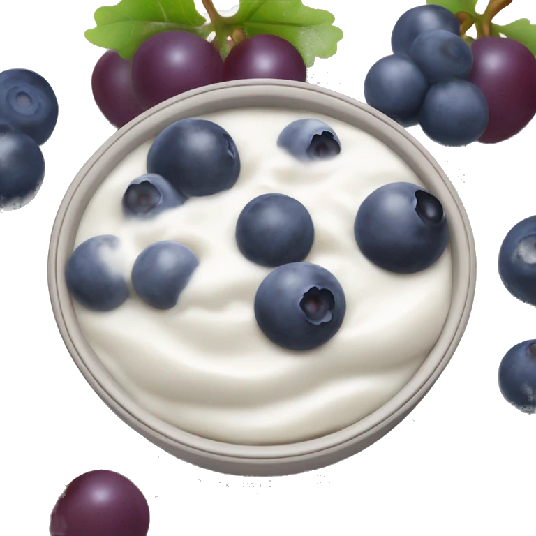 yoghurt bowl with grapes and blueberries emoji