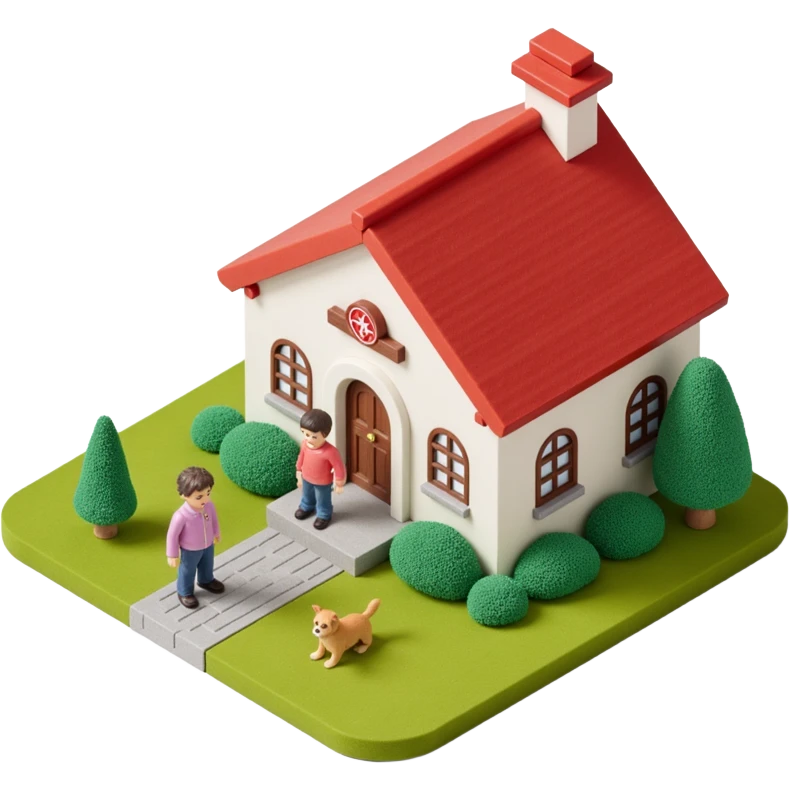 palace house with a family and pet emoji