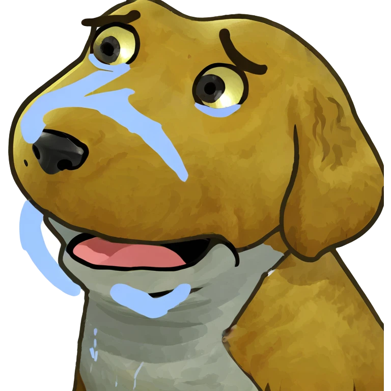 Golden doodle crying emoji