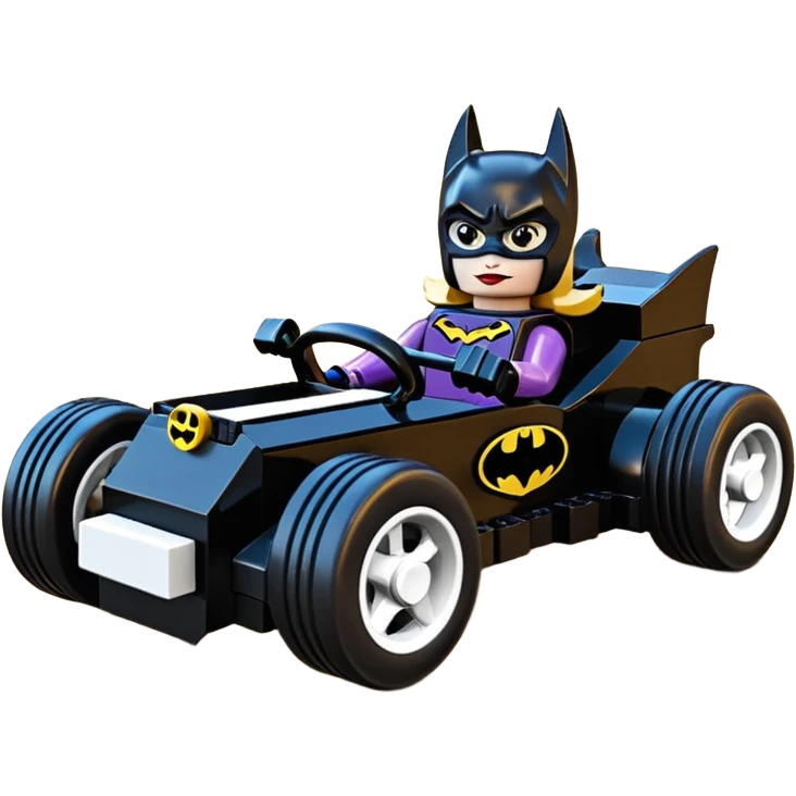 Hot wheels racing cartoons Lego BatGirl’s sixty’s tv show 1932 stealth retro cat burglar sporty petite off-road pursuit mobile cruiser car (reclined seating position) emoji