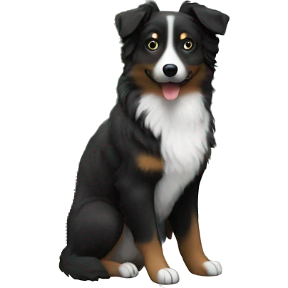 Small black australian shepherd dog Christmas tree emoji