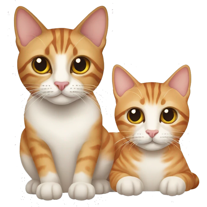 two cats, one tabby siamese and one ginger tabby emoji