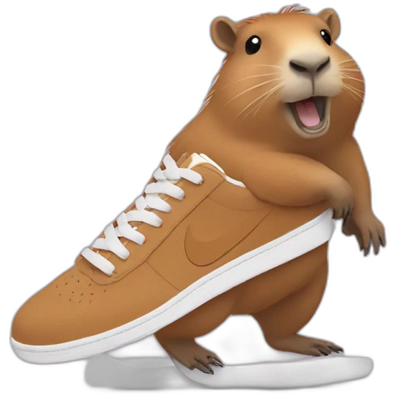 Capybara in Nike sneakers goes to the right emoji
