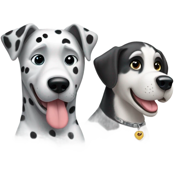 dalmatian and white and grey siberian husky in love emoji