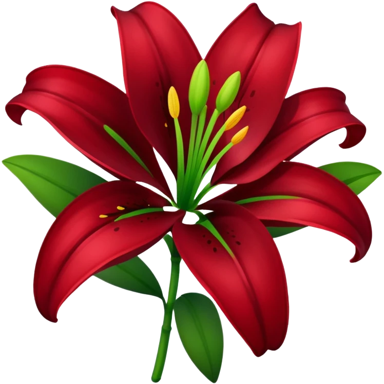 A lily flower in a dark cherry red colour with a stem emoji