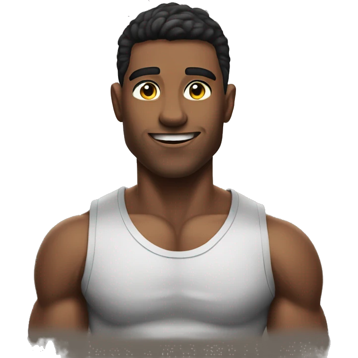 muscular young man portrait saying “BESTO FRIENDO” emoji