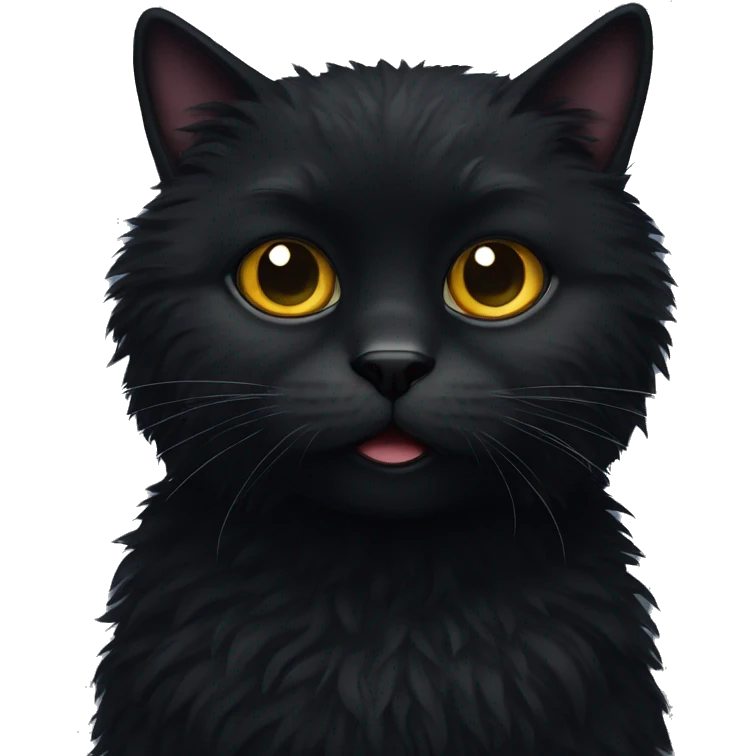 black fuzzy cat squeezed eyes emoji